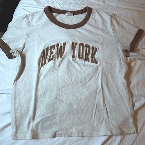 One Size Brandy Melville Pacsun John Galt New York Top Brown and Cream